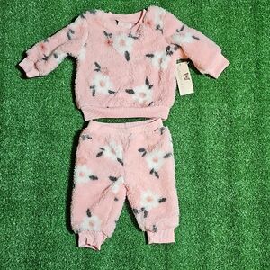 Cozy Pink Floral Baby Girl Matching Set
